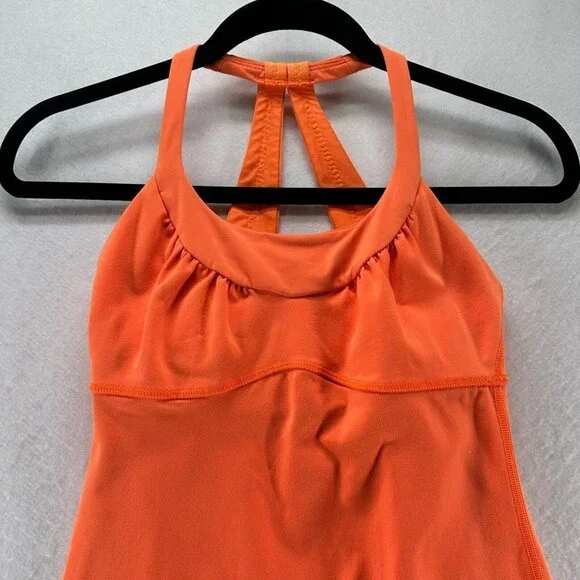 Lululemon Top Womens Size 2 Scoop Me Up Tank II Luon Athletic Workout Orange - Picture 3 of 9